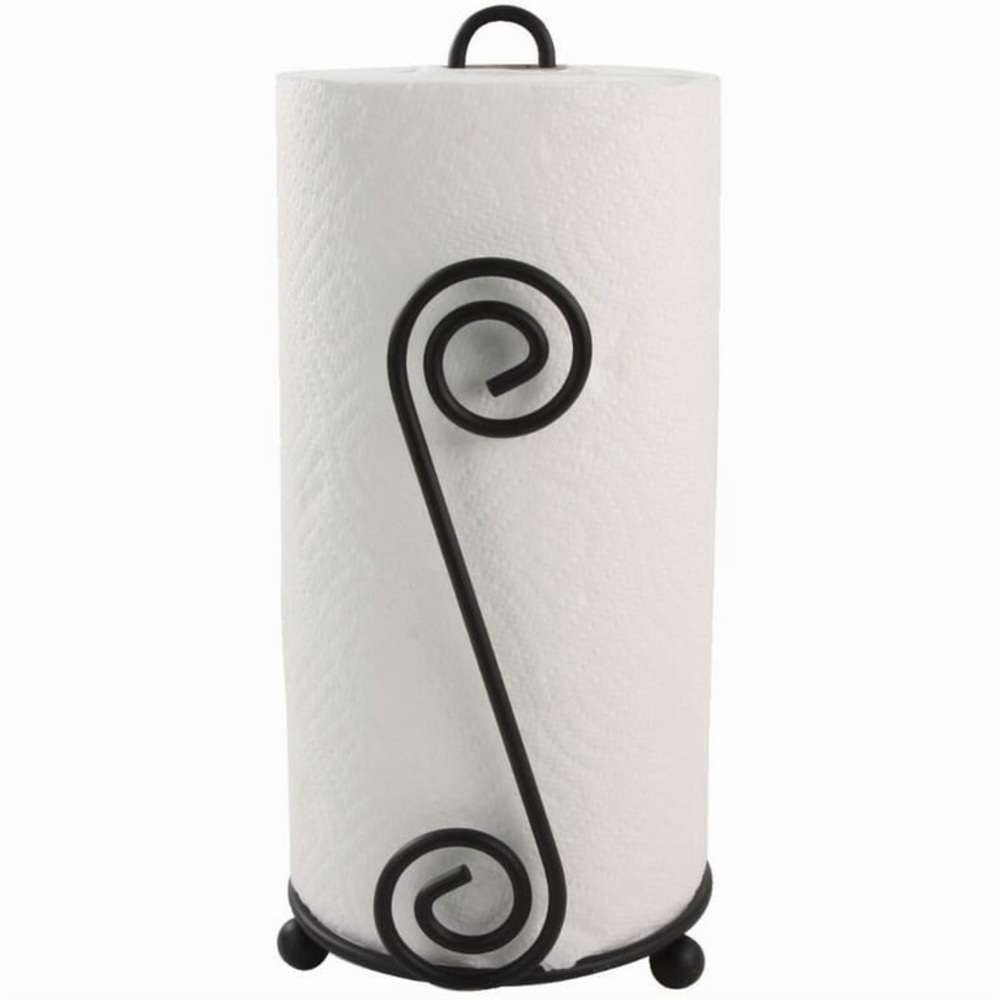 Black Paper Towel Holder Metal Countertop Stand Minimalist Modern